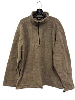 Eddie Bauer Mens Tall XL Fleece Pullover Jacket Brown 1/4 Zip